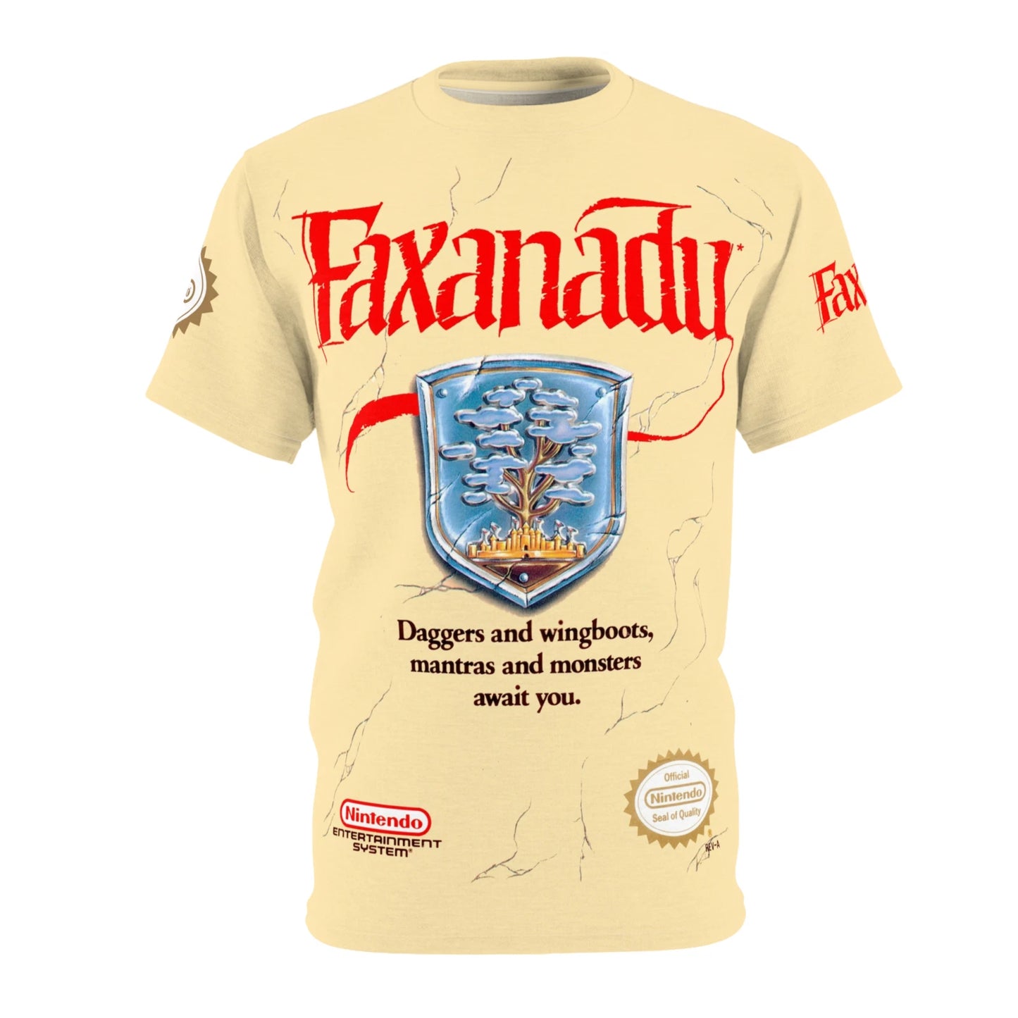 Faxanadu 1989 NES Retro Video Game Nintendo Box Cover Game T-Shirt