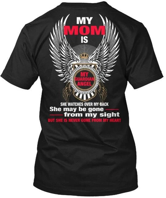 My Mom- Guardian Angel Mom Is She Watches Over Back T-Shirt Made in USA S to 5XL