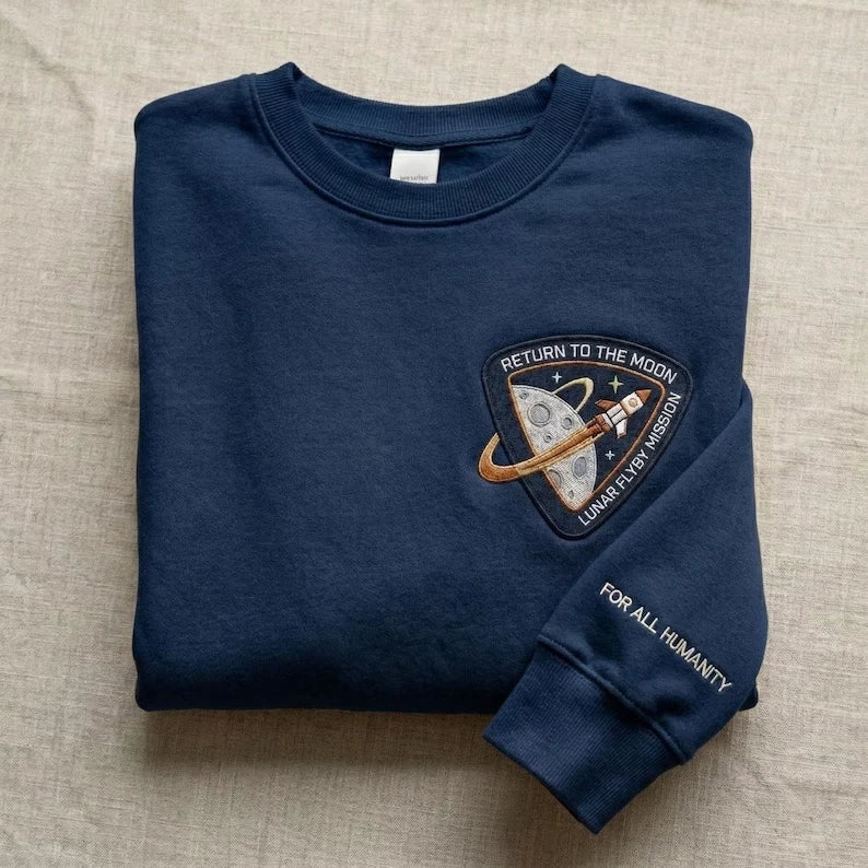 Embroidered Artemis II 2026 Rocket Launch Sweatshirt, Future Moon Mission Sweatshirt