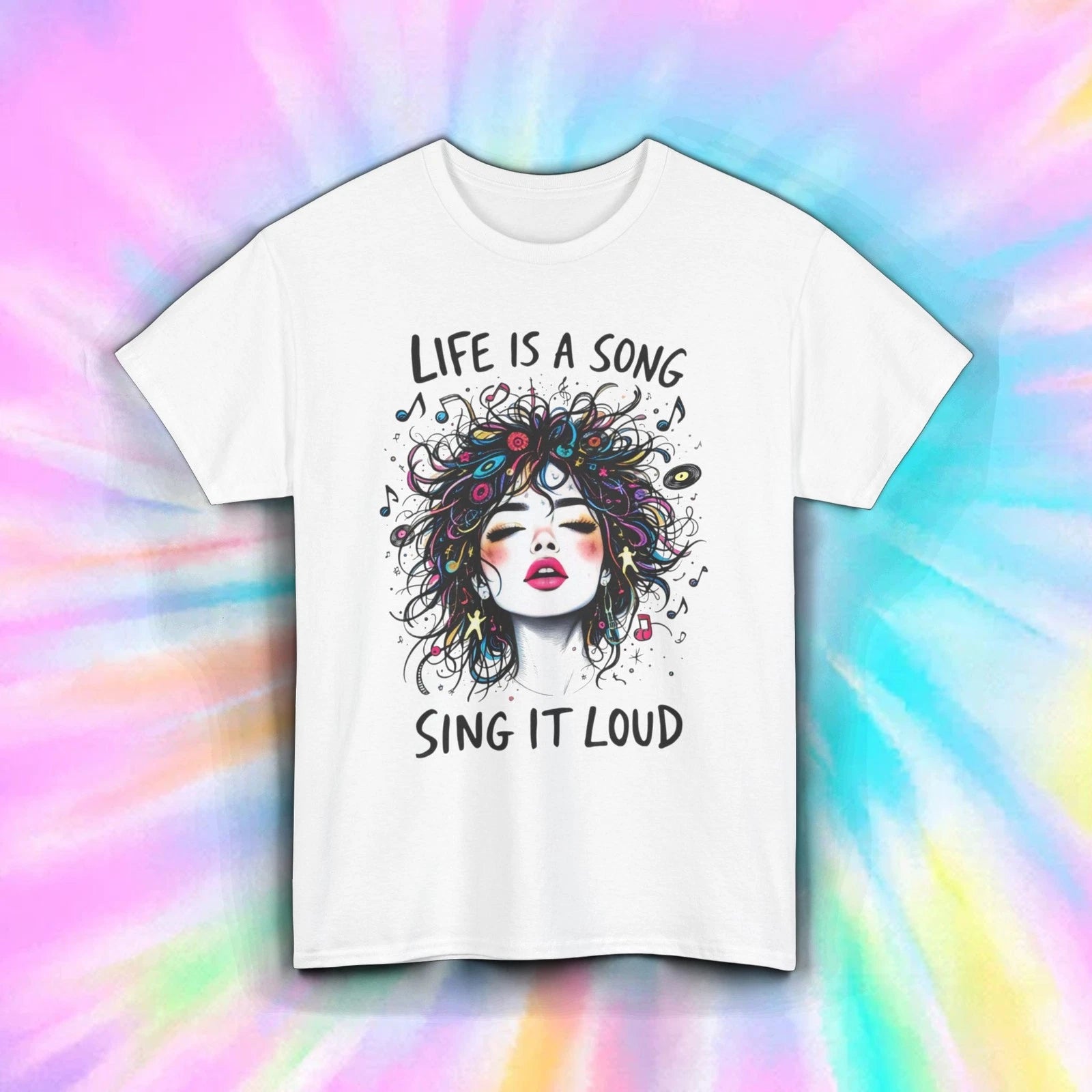 Life Is a Song Shirt Colorful Music Boho Girl Inspirational Art Tee S-5XL