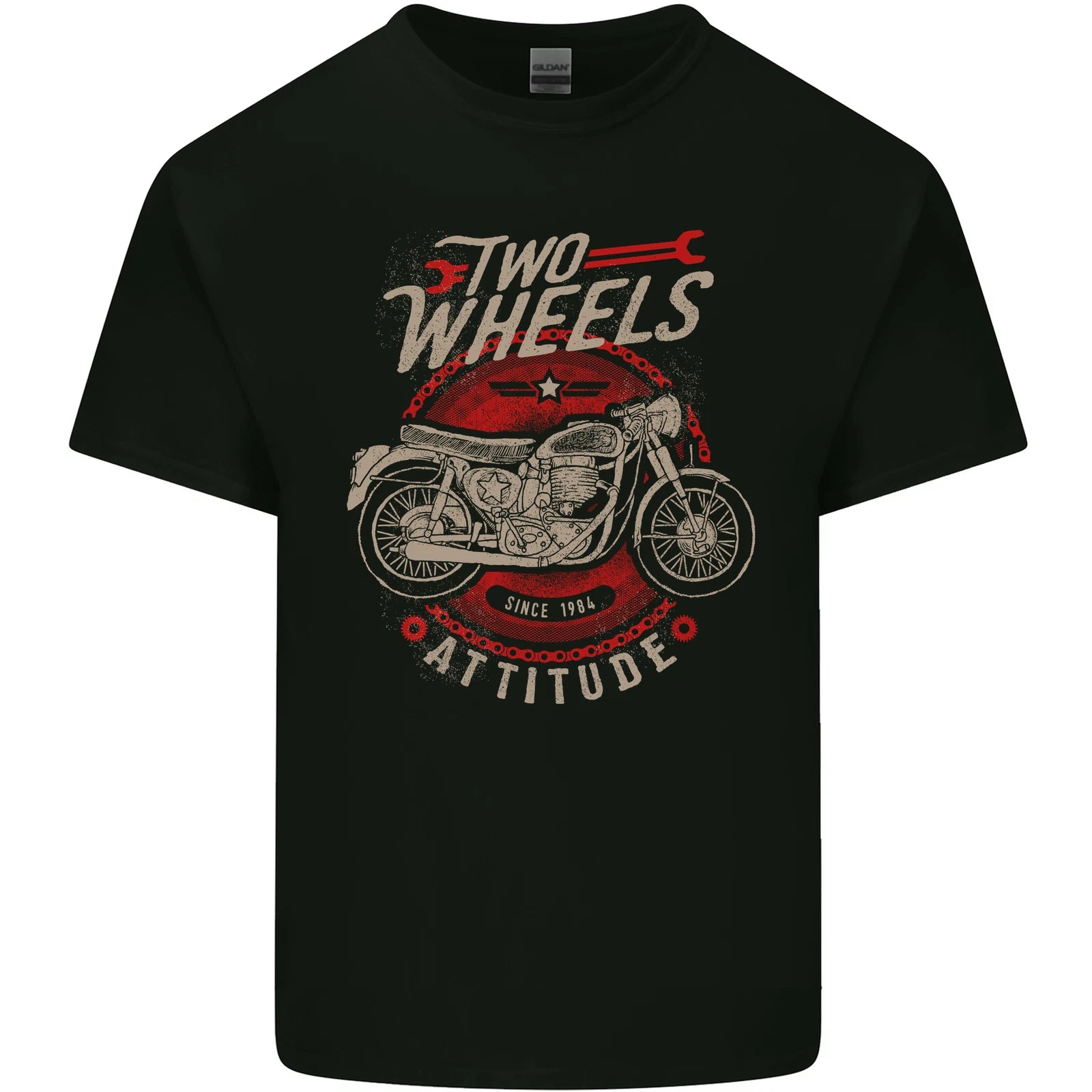 Two Wheels Attitude Biker Motorcycle Motorbike Mens Light Cotton T-Shirt