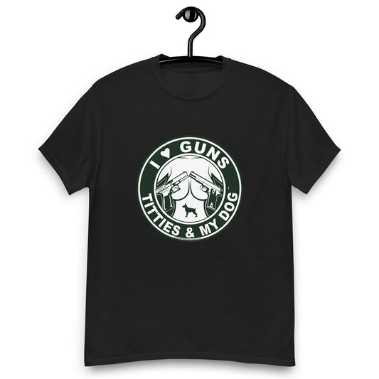 I Love Guns & Titties Dog Shirt - Funny Tee, Cotton Classic