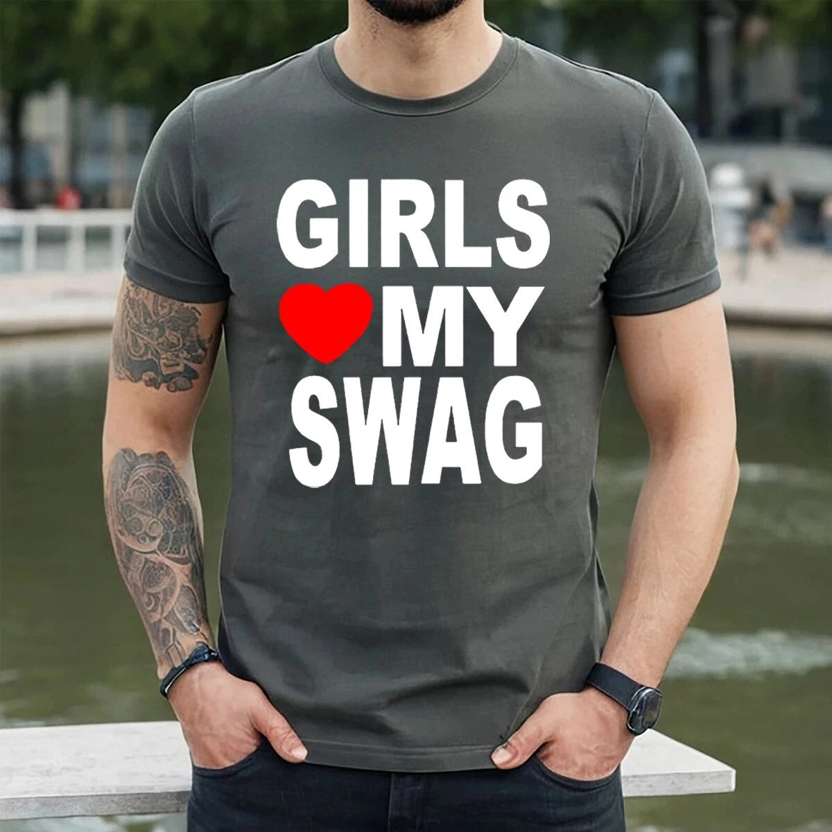 GIRLS LOVE MY SWAG | HEART HIP HOP | VALENTINE | FUNNY | MEN'S T-SHIRT TEE TOP