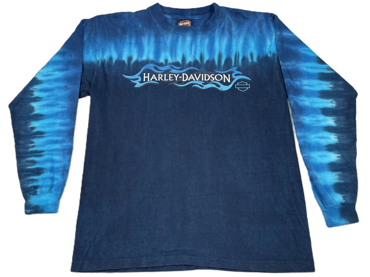 Harley-Davidson Las Vegas Long Sleeve T-Shirt Men's M Tie-Dye Blue hole Y2K