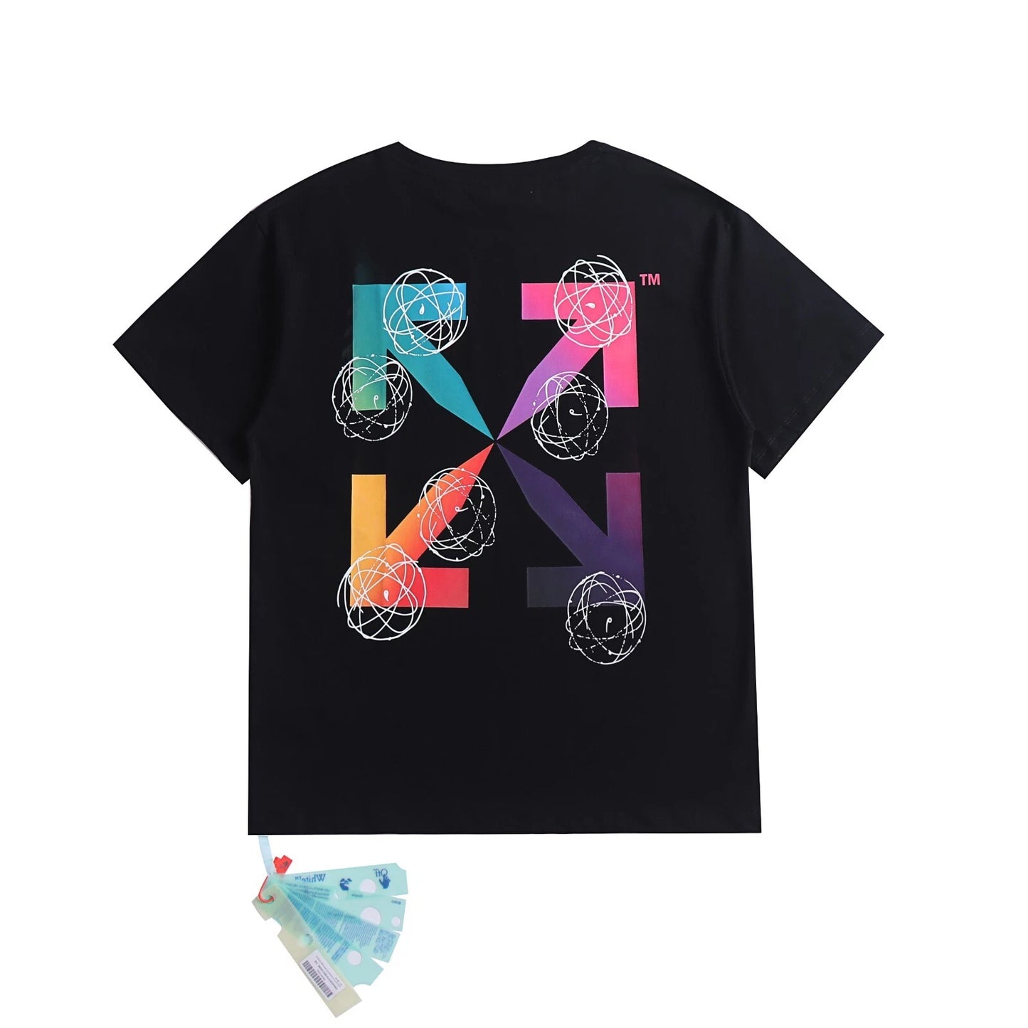 new Colorful Off Arrow White Short Sleeve Unisex Casual Street Cotton T-shirt