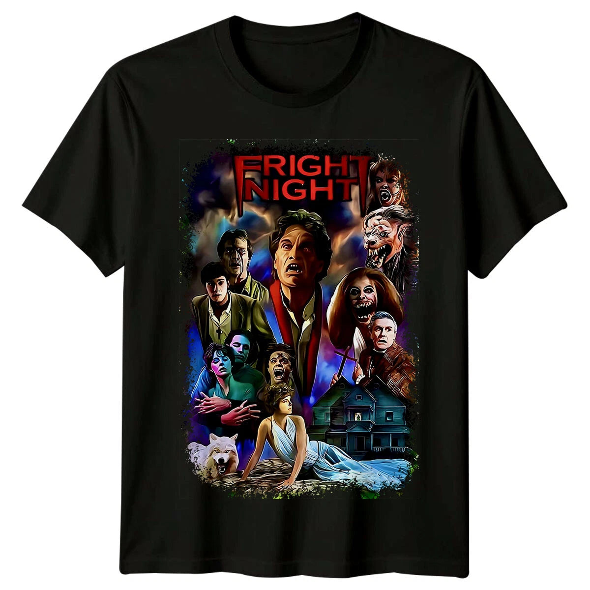 Fright Night (1985) Movie Poster Inspired T-Shirt Retro 80s Tee Unisex
