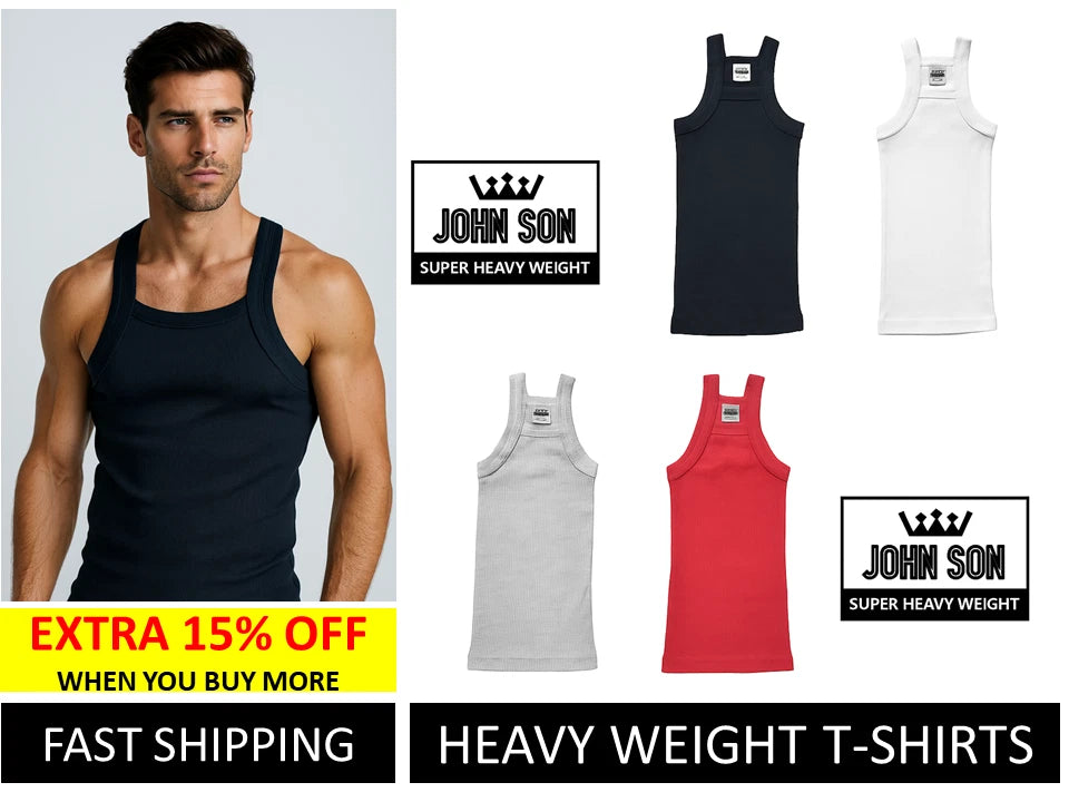 *Men’s G-Unit Tank Top Heavyweight Muscle Shirt Square Cut (Pack of 6)[JOHN SON]