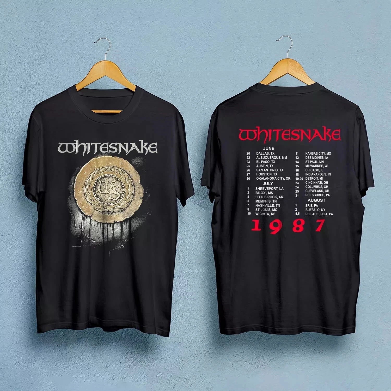 Vintage 80s WHITESNAKE self titled 1987 tour concert t-shirt
