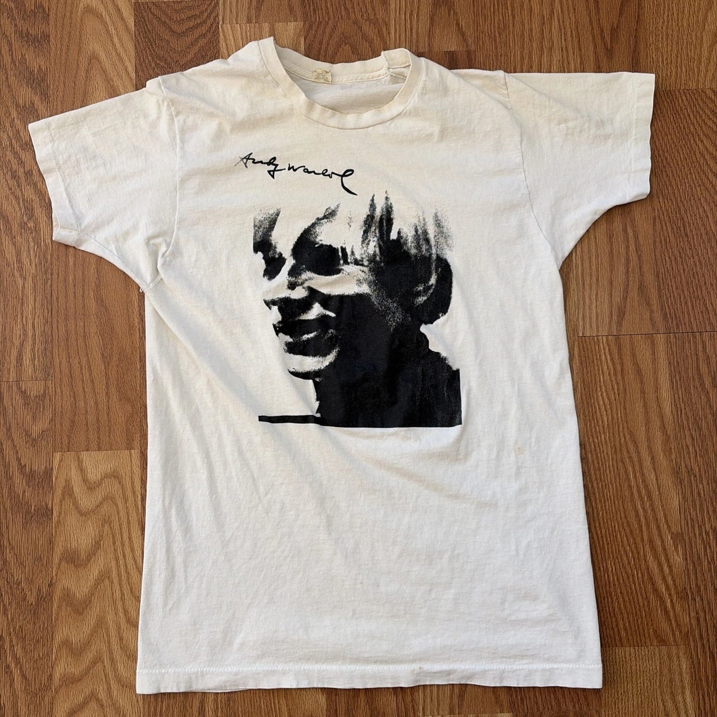 Vintage 80s Andy Warhol Shirt Memorial B/W Portrait Art Tee NYC Punk XL