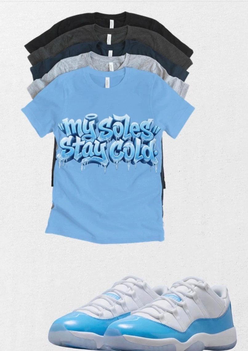 Jordan 11 Cold sole Matching T-Shirt University Blue | Custom Sneaker Match Tee