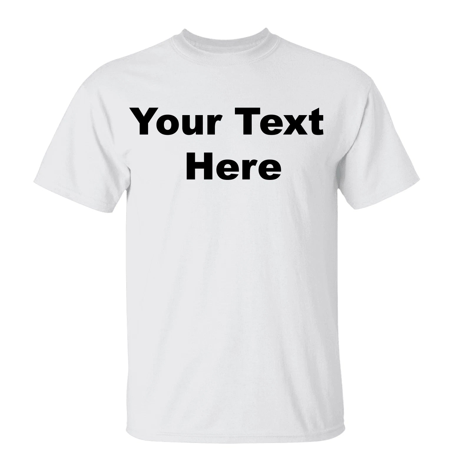 Custom Text T-Shirt Personalized 100% Cotton, Black ,White, Gray, Navy