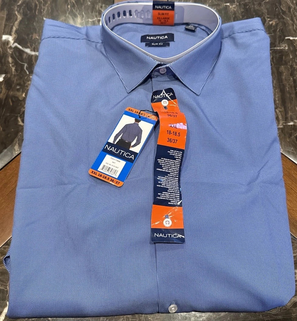 Nautica Men's Performance Slim Fit Dress Shirt Size XXL 18-18.5  36/37