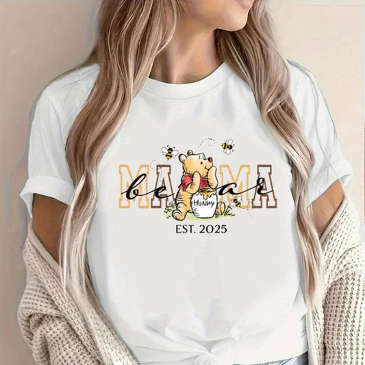 Mama Bear T-shirt, Cute Winnie the Pooh Tee for Mother's Day Gift, Custom Year