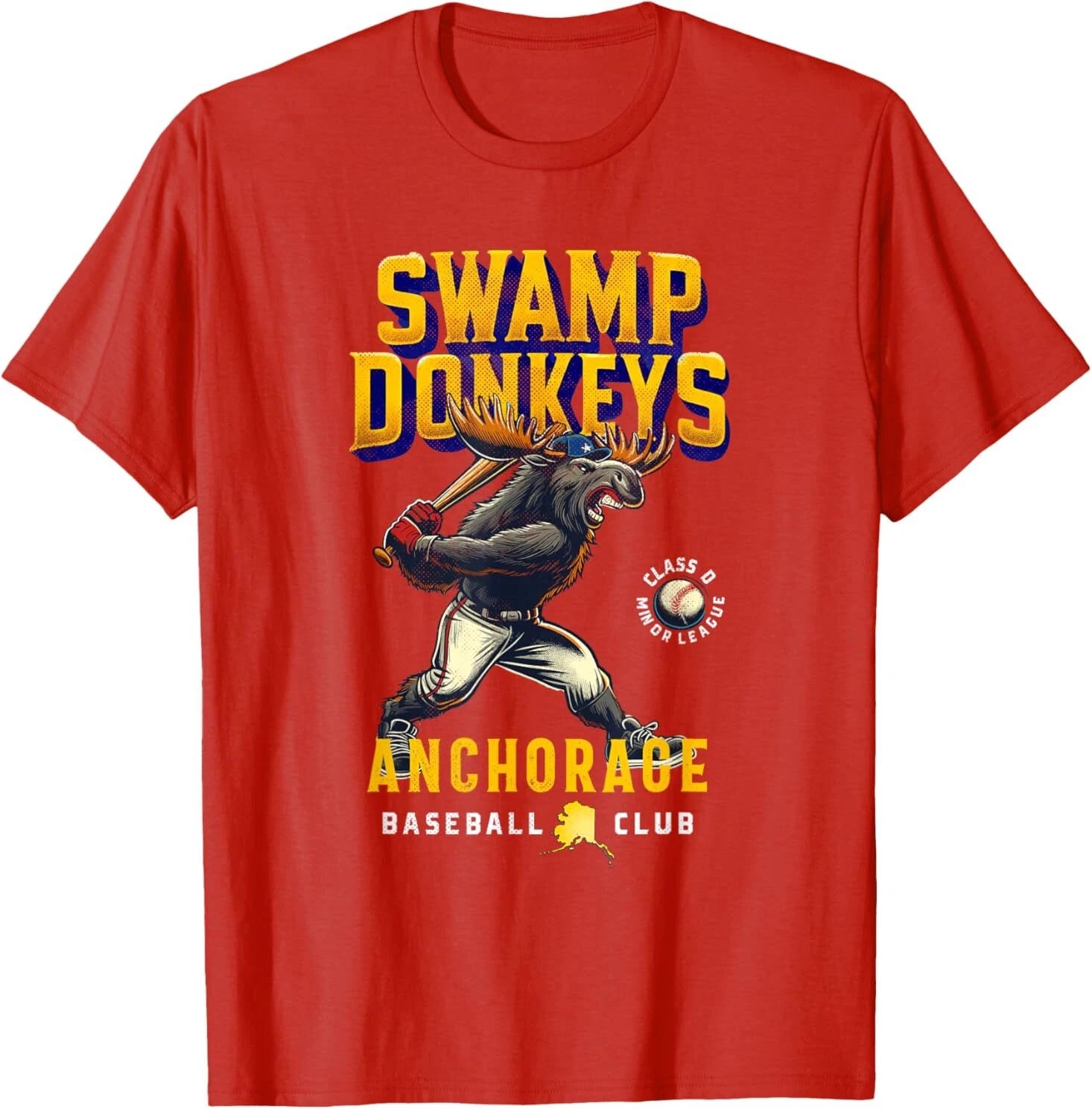 Anchorage Swamp Donkeys Retro Minor League Baseball Team T-Shirt
