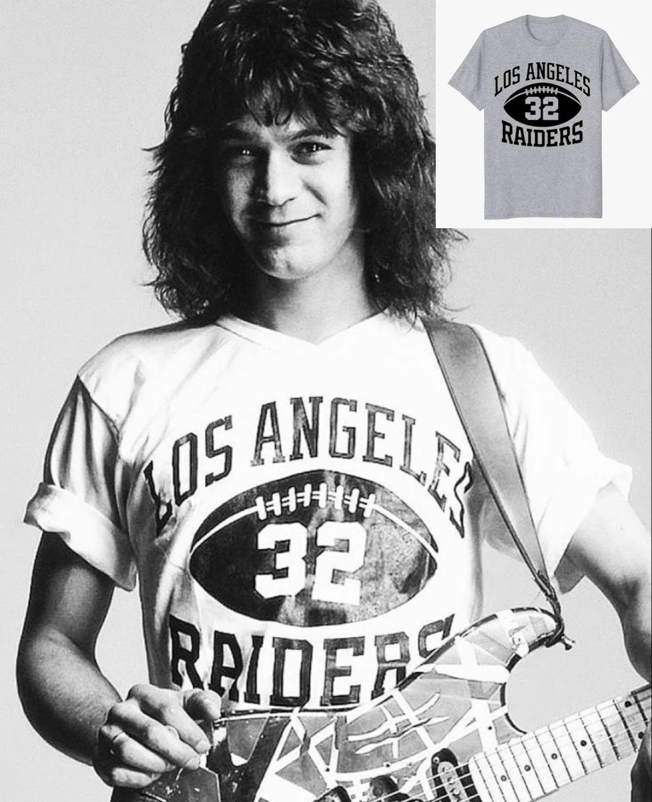 Eddie Van Halen Stage wear | T Shirt Vintage  | Los Angeles Raiders 32 - NEW