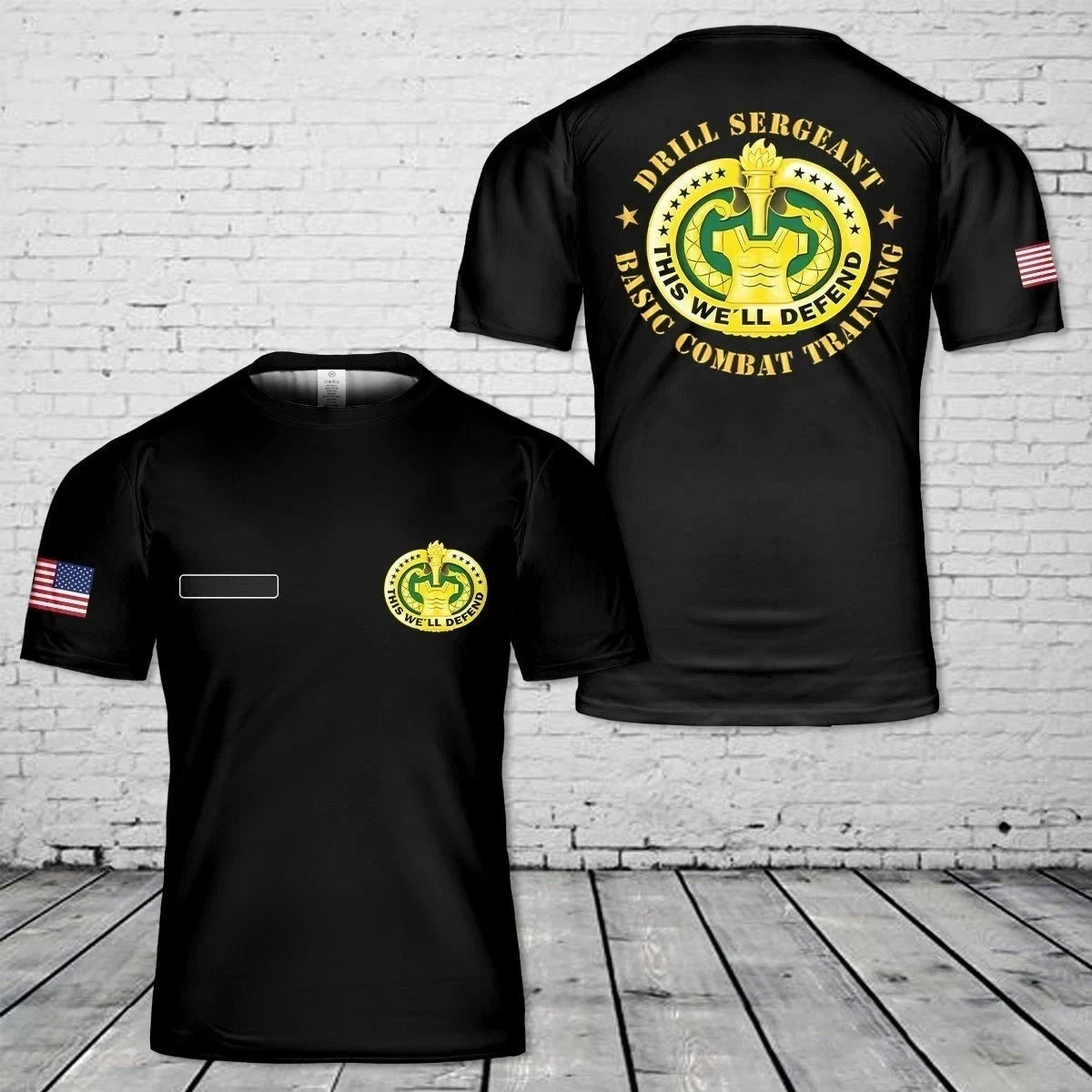 Custom Name US Army - Drill Sgt Badge - Basic Combat Training T-Shirt 3D S-5XL