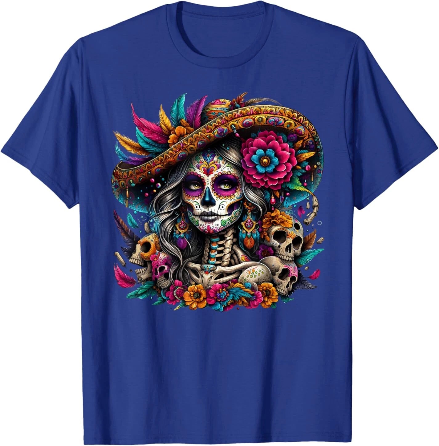 De Los Muertos La Catrina Day of The Dead Sugar Skull Women T-Shirt