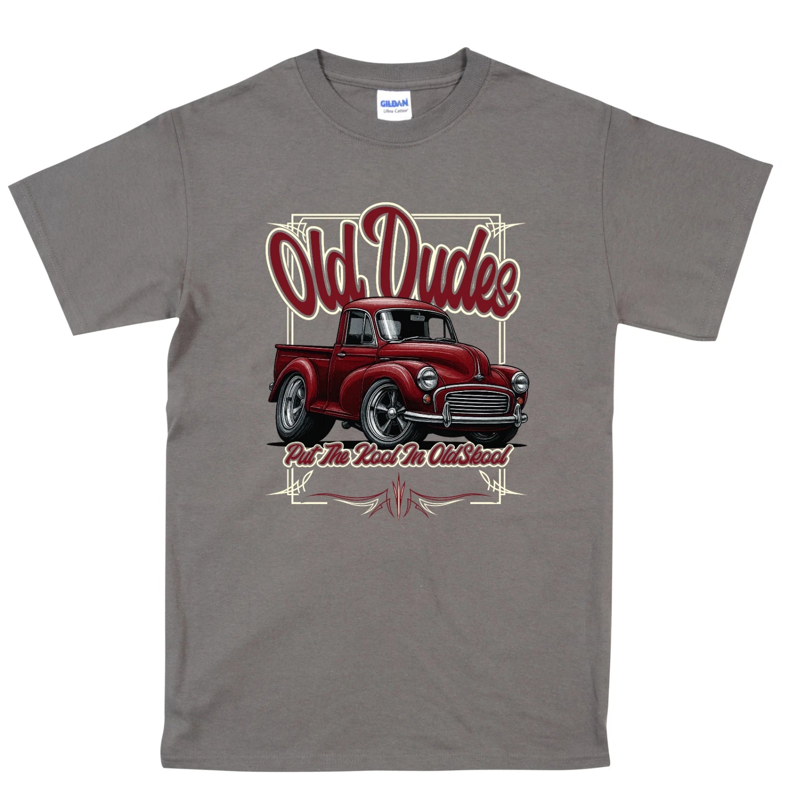 Old Dudes Morris Minor Hotrod Pickup T Shirt, Retro Design Classic Car Design