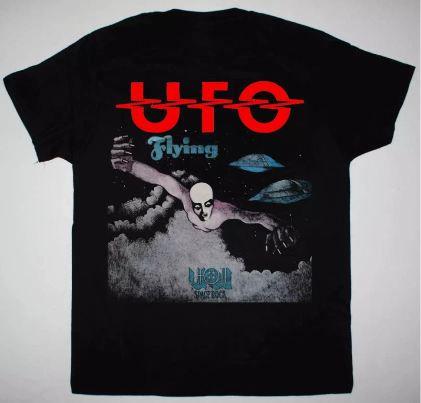 UFO Band Flying Collection T Shirt black basic Size S-5XL Cotton men