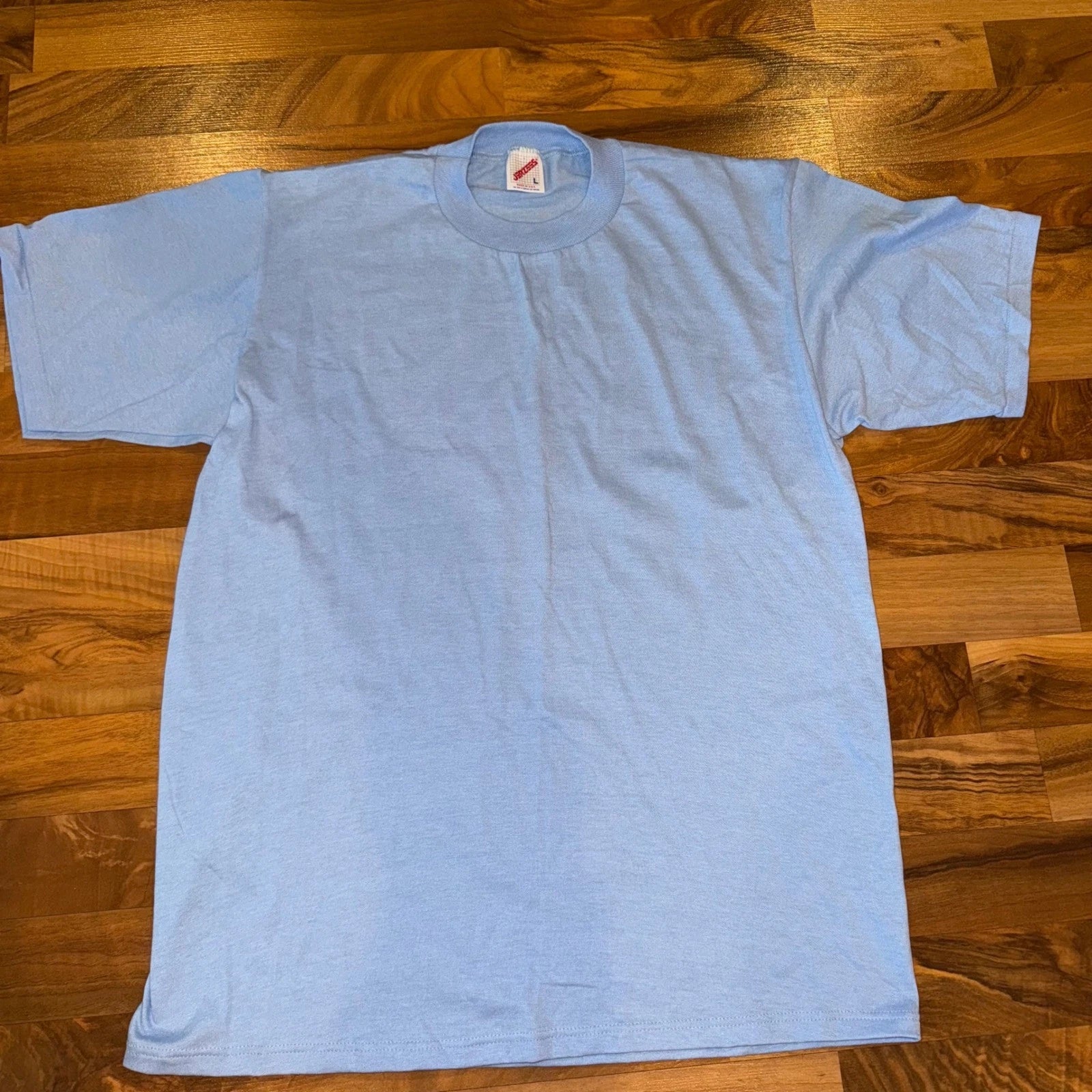 Jerzees Blue T-Shirt Large Basic Solid  Short Sleeve vintage single stitch USA