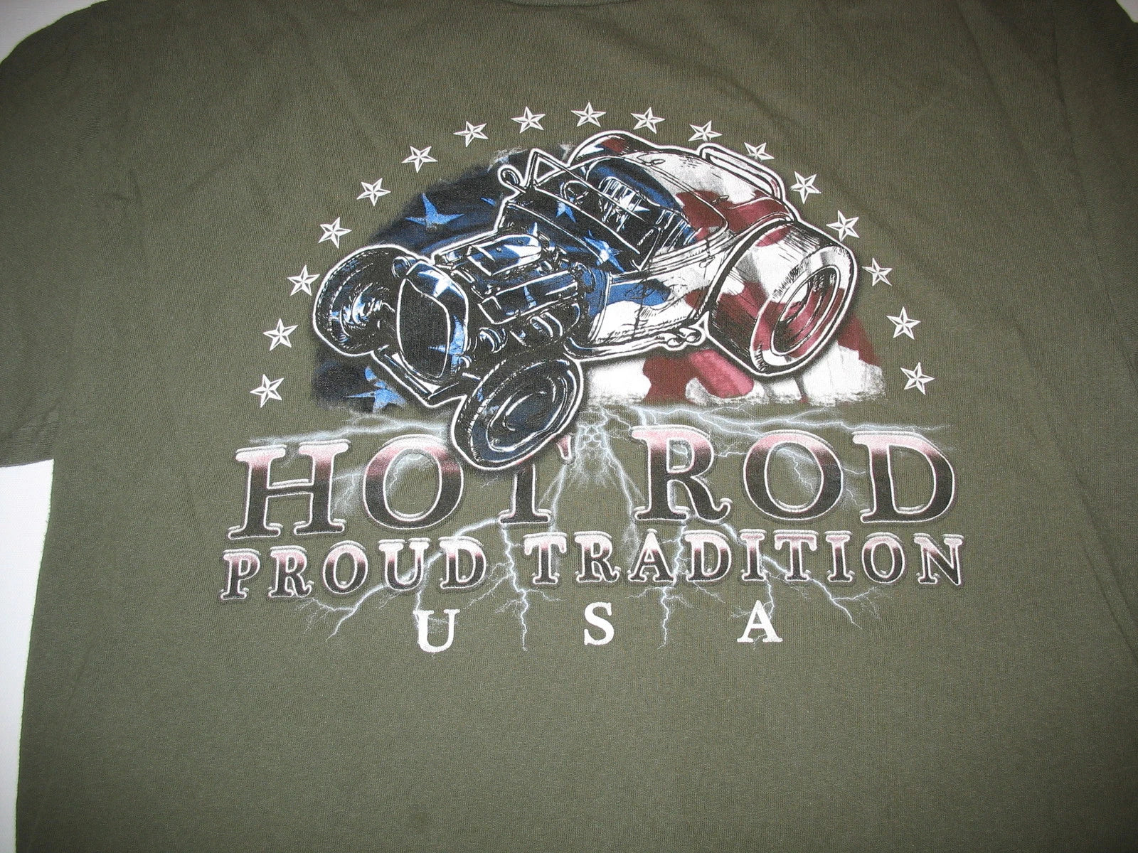 HOT ROD  PROUD TRADITION U.S.A. -  GREEN SHORT SLEEVE NOVELTY T SHIRT  - L