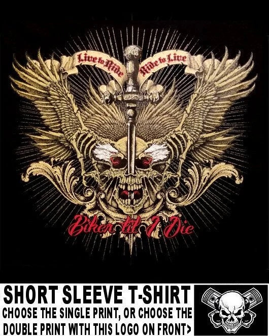Live To Ride Ride To Live Biker Till I Die Sword Skull Motorcycle T-shirt AB85