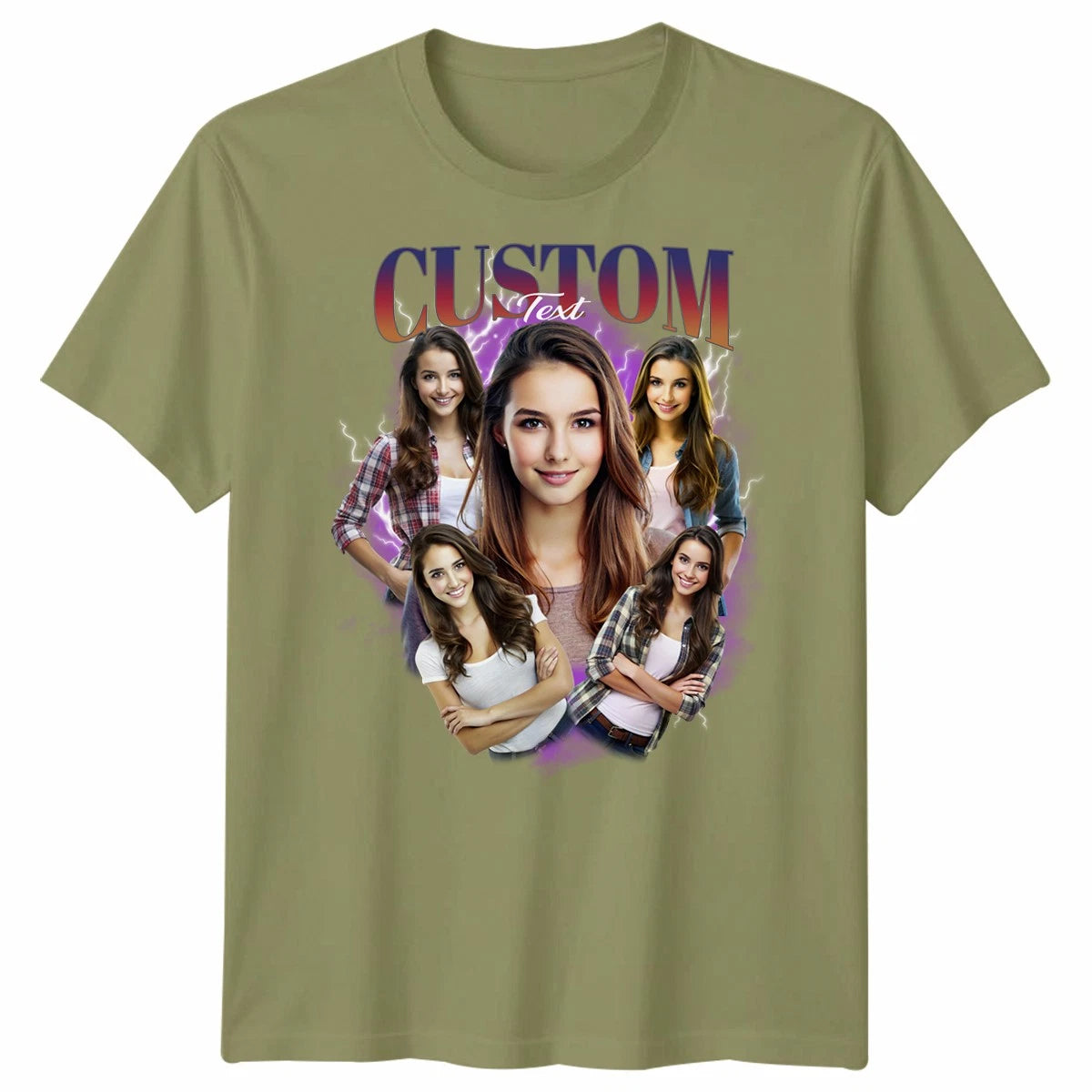 Custom Photo Upload Custom Text Personalised Collage Unisex T-Shirt Your Design