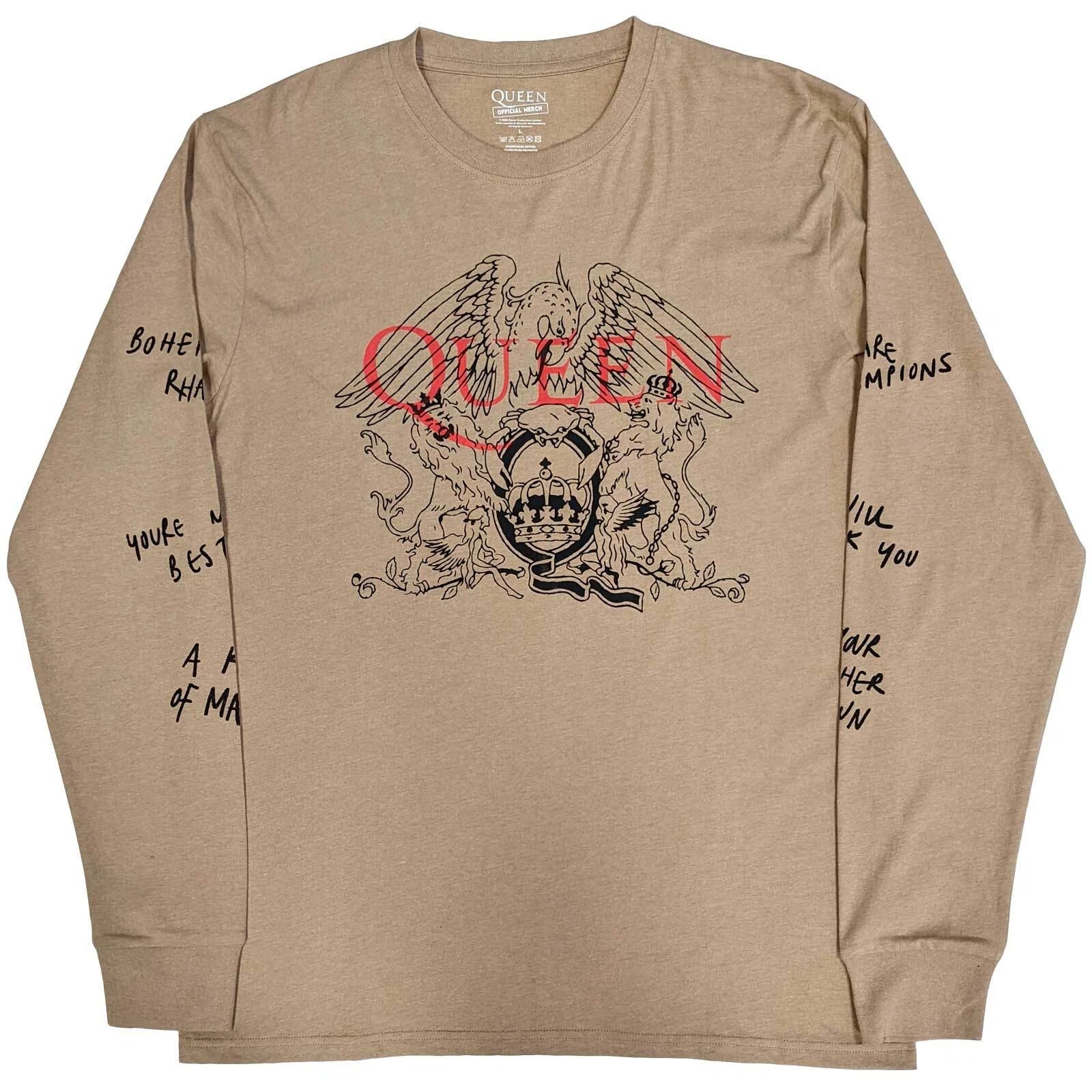 Queen Unisex Long Sleeve T-Shirt: Handwritten (Sleeve Print)
