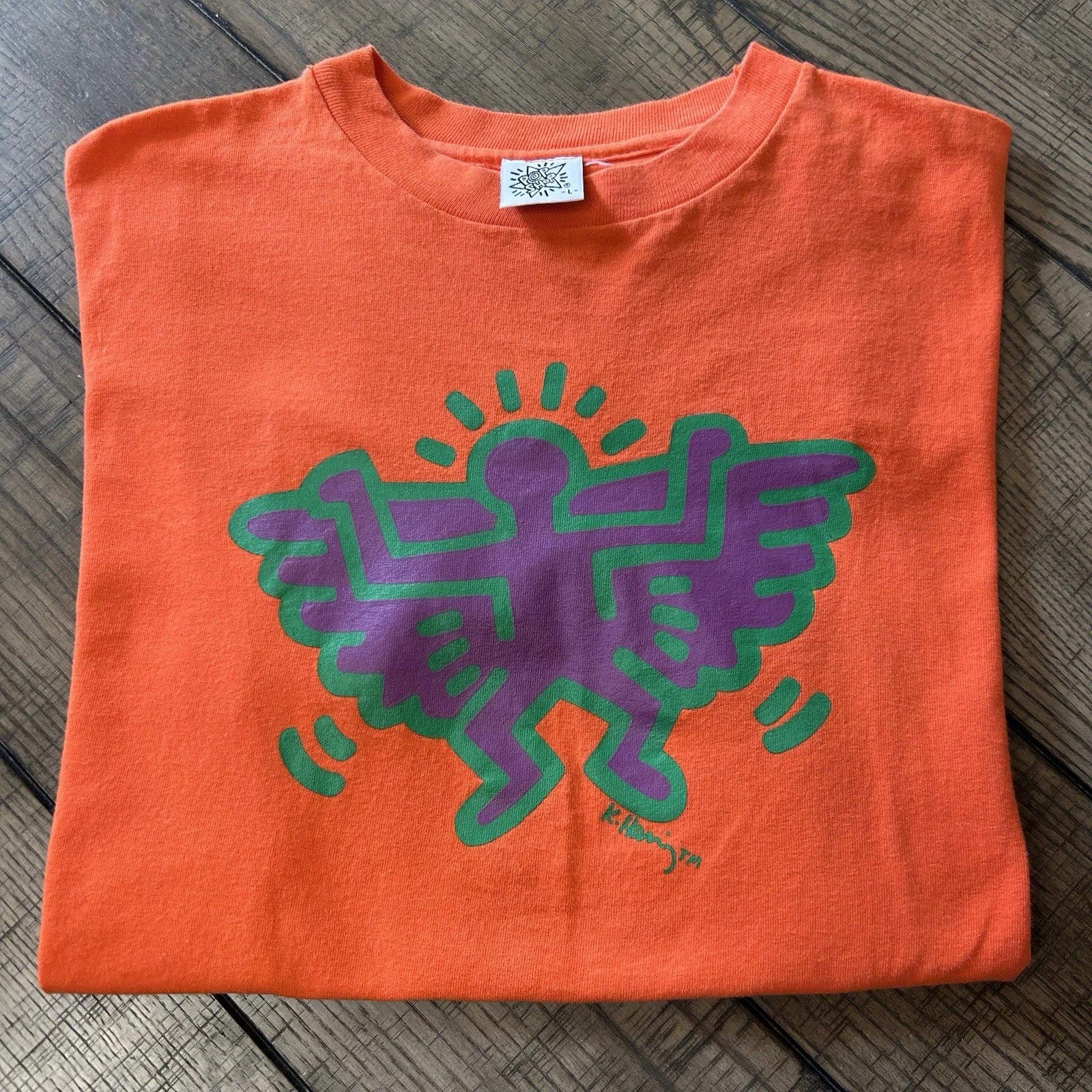 Vintage Keith Haring Pop Shop Single Stitch Art Tee Angel Devil T-Shirt Medium