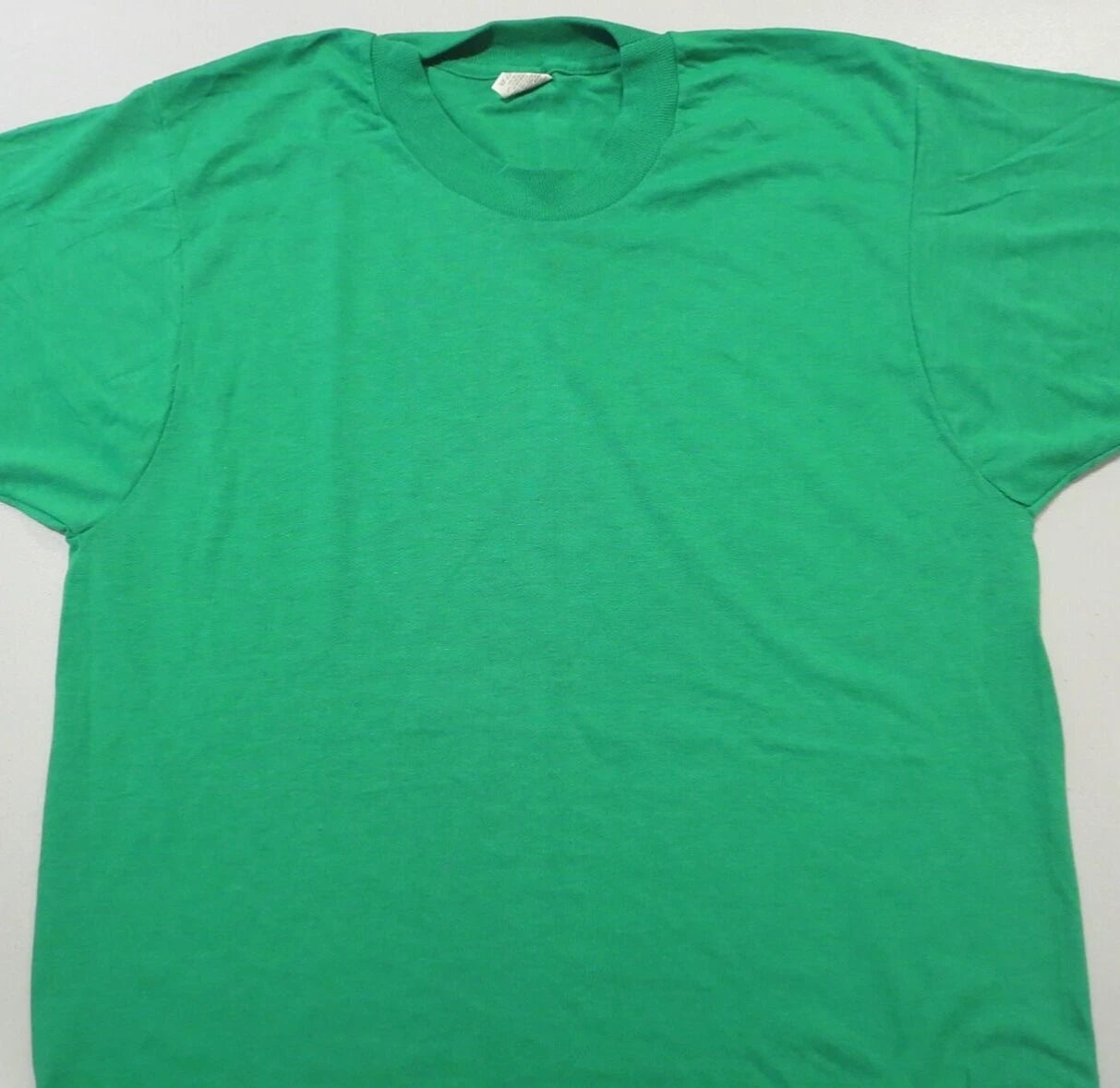 NOS vintage 80s BLANK GREEN SCREEN STARS PAPER THIN T-Shirt SMALL single stitch