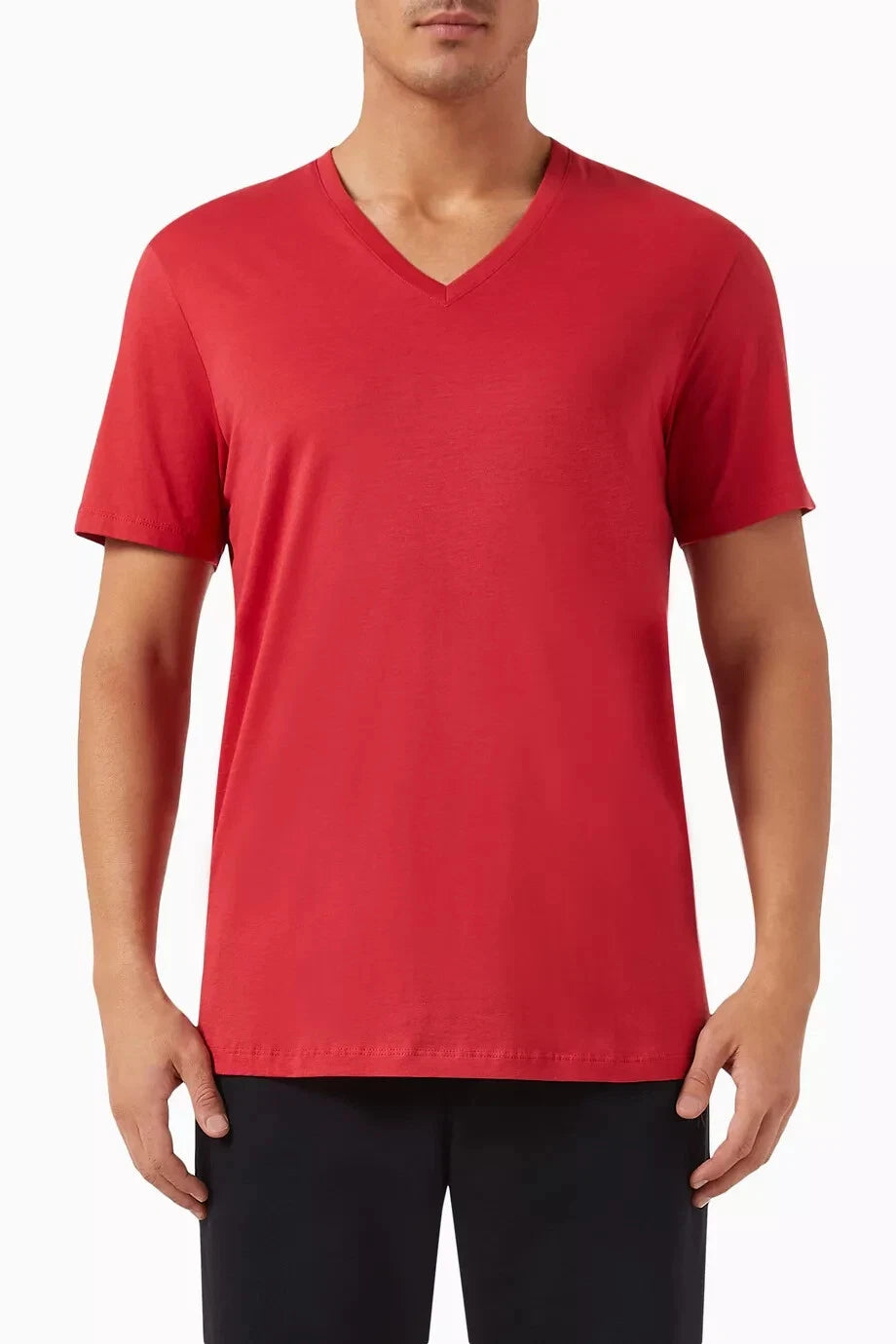 Armani Exchange Men's Basic Pima V Neck Tee, Red, Large