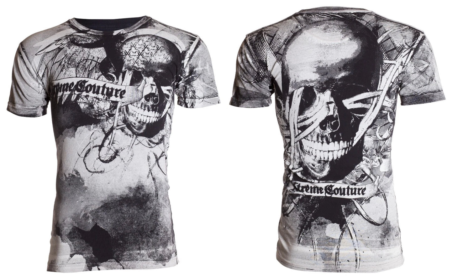 XTREME COUTURE by AFFLICTION Black CROSSED OUT Short Sleeve Slim Fit T-shirt NWT