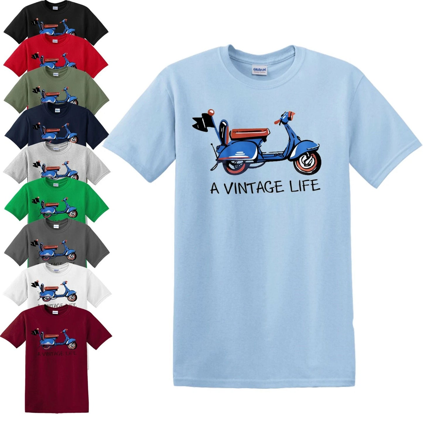 VINTAGE LIFE VESPA T-SHIRT Biker Motorcycle Scooter Rider Retro Mod Sca New Top