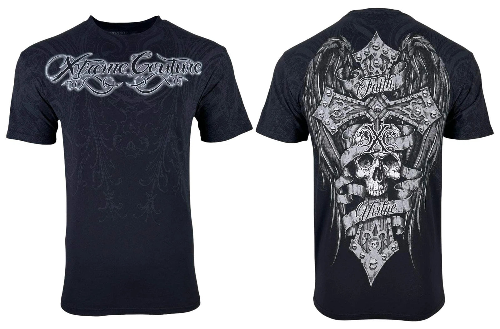 Xtreme Couture by Affliction Men's T-Shirt Wrecked Biker Cross Y2K S-5XL