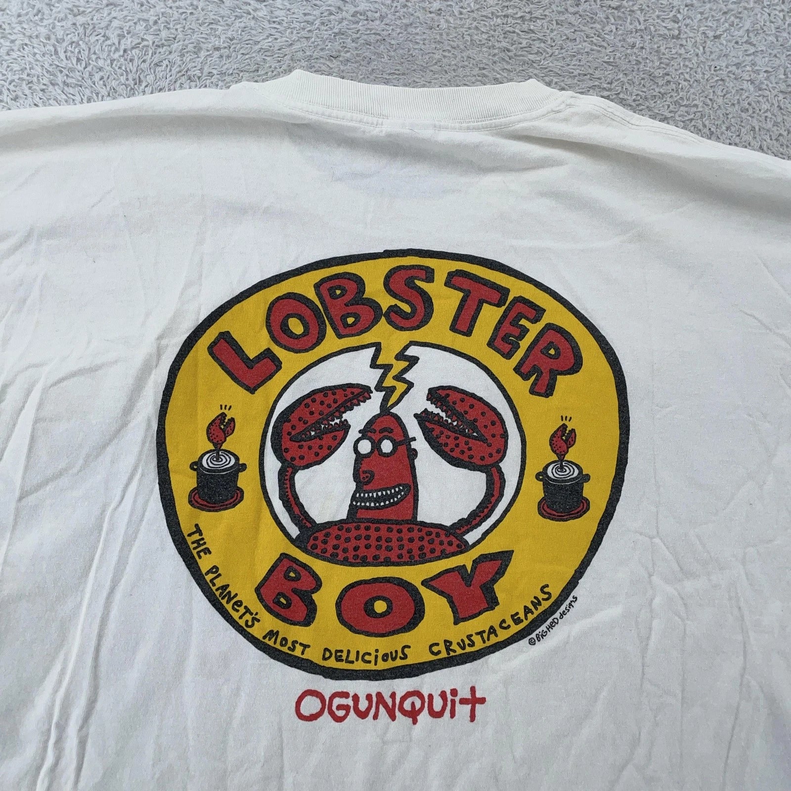 Vtg Lobster Boy Ogunquit Maine T-Shirt L/XL Restaurant BigHead Designs Pop Art