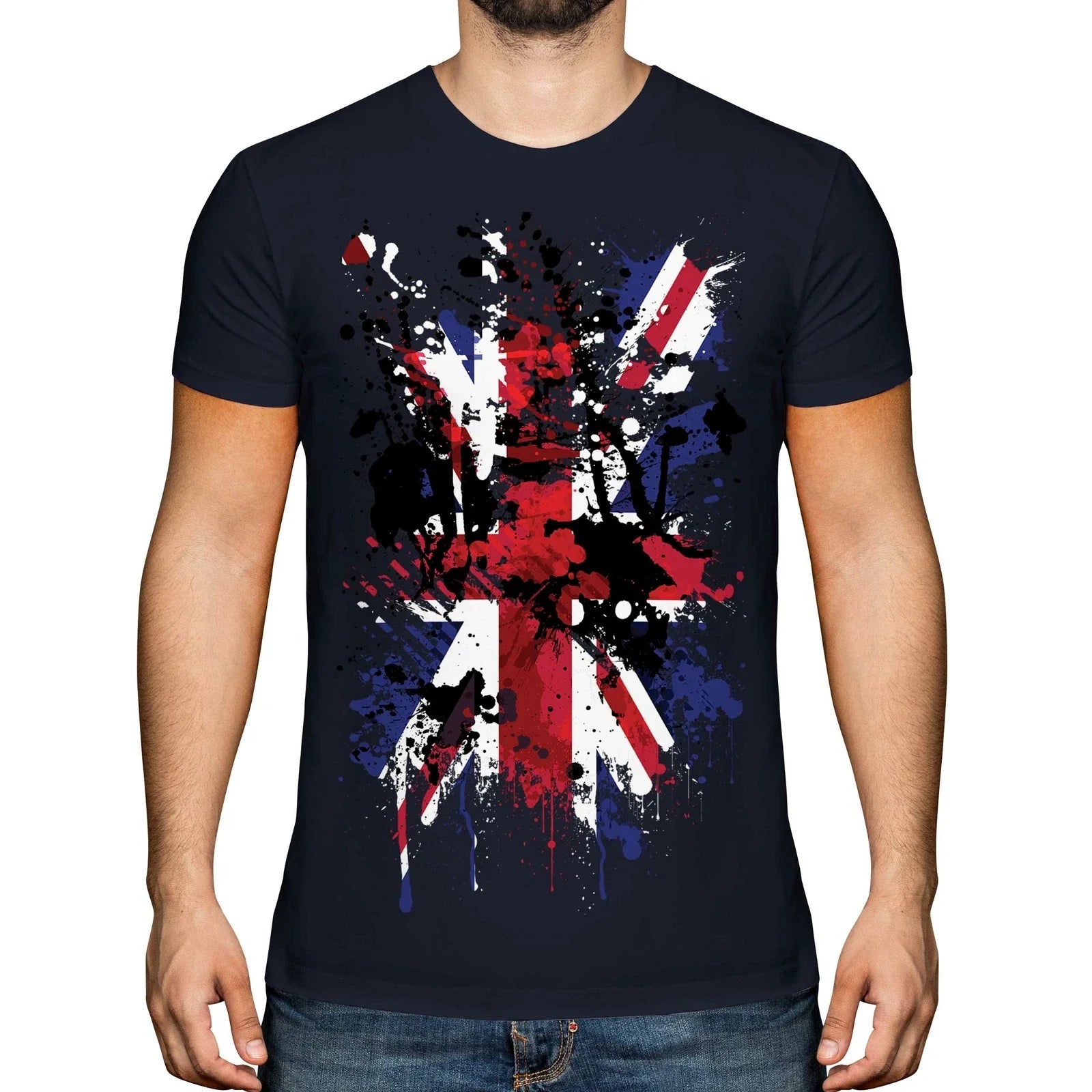 UNION JACK ABSTRACT PRINT MENS T-SHIRT GREAT BRITAIN FLAG UK UNITED KINGDOM TOP