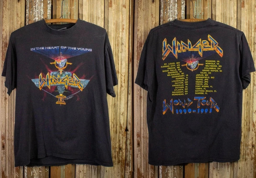 Vintage Winger In the Heart of the Young World Tour Concert T Shirt 1990-1991