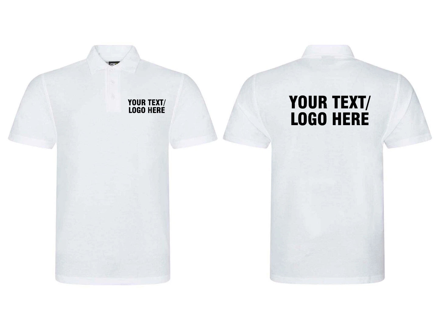 Personalised Polo Shirt Printed Your Text Logo Here Short Sleeve Workwear T Tops
