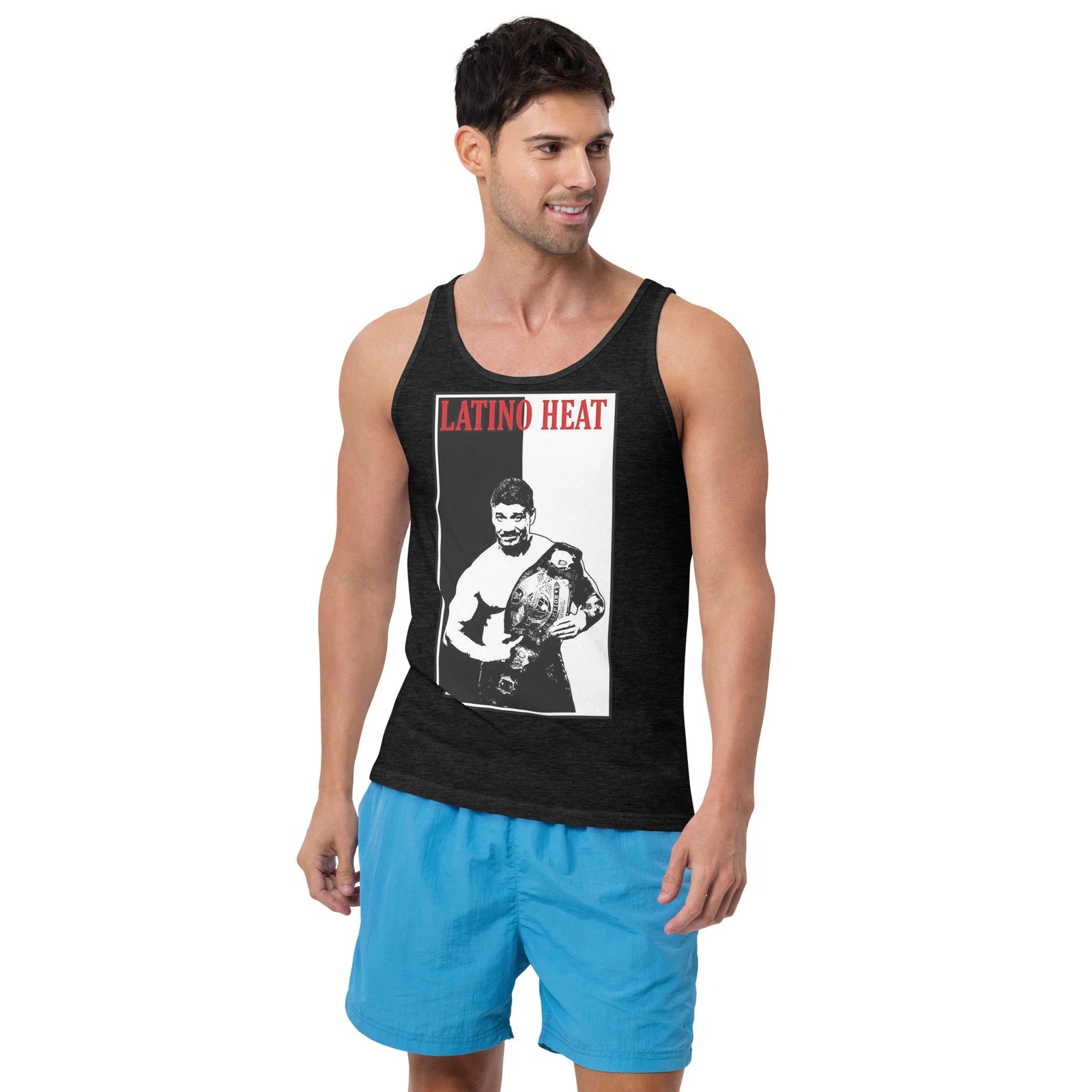 Latino Heat Eddie Guerrero Tank Top, Funny Shirts, Scarface Wrestling Parody