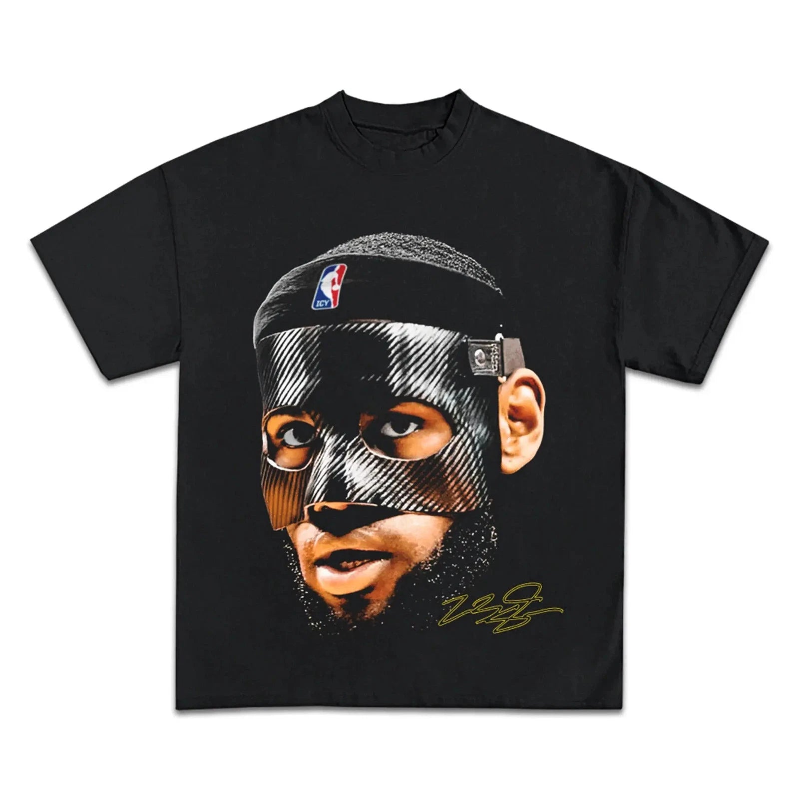New Masked Lebron James Boxy Shirt Vintage Basketball Tee Streetwear Y2K