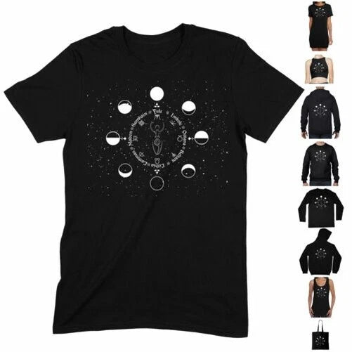Moonphase Wicca Wheel T-Shirt - Paganism Celtic Druid Boho Witch