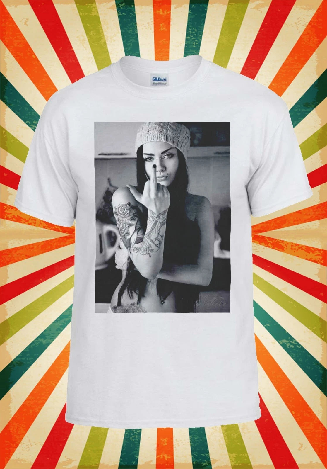 Attitude Tattoo Sexy Girl Novelty Men Women Vest Tank Top Unisex T Shirt 1157