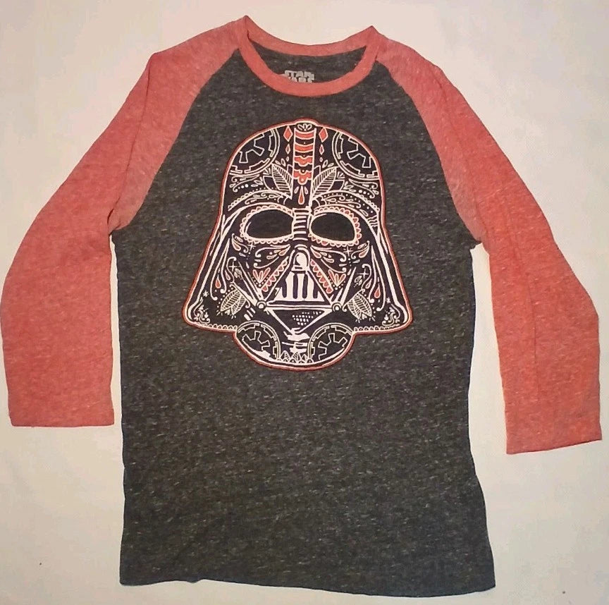 Darth Vader Shirt Star Wars Men Small Gray 3/4 Sleeve Cool Boho Design #1113
