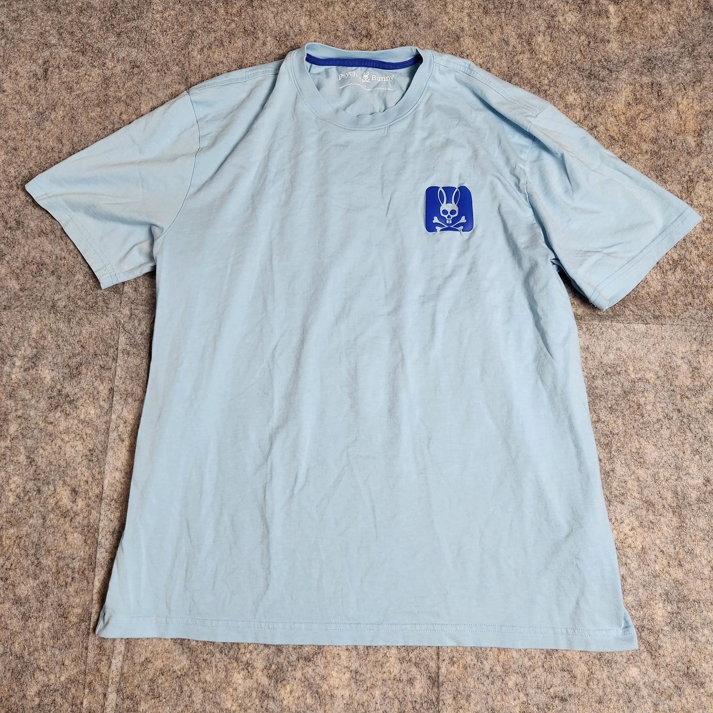 Psycho Bunny Shirt Men L 8 Blue Crew Neck Tee Big Logo Pima Cotton Slim Fit