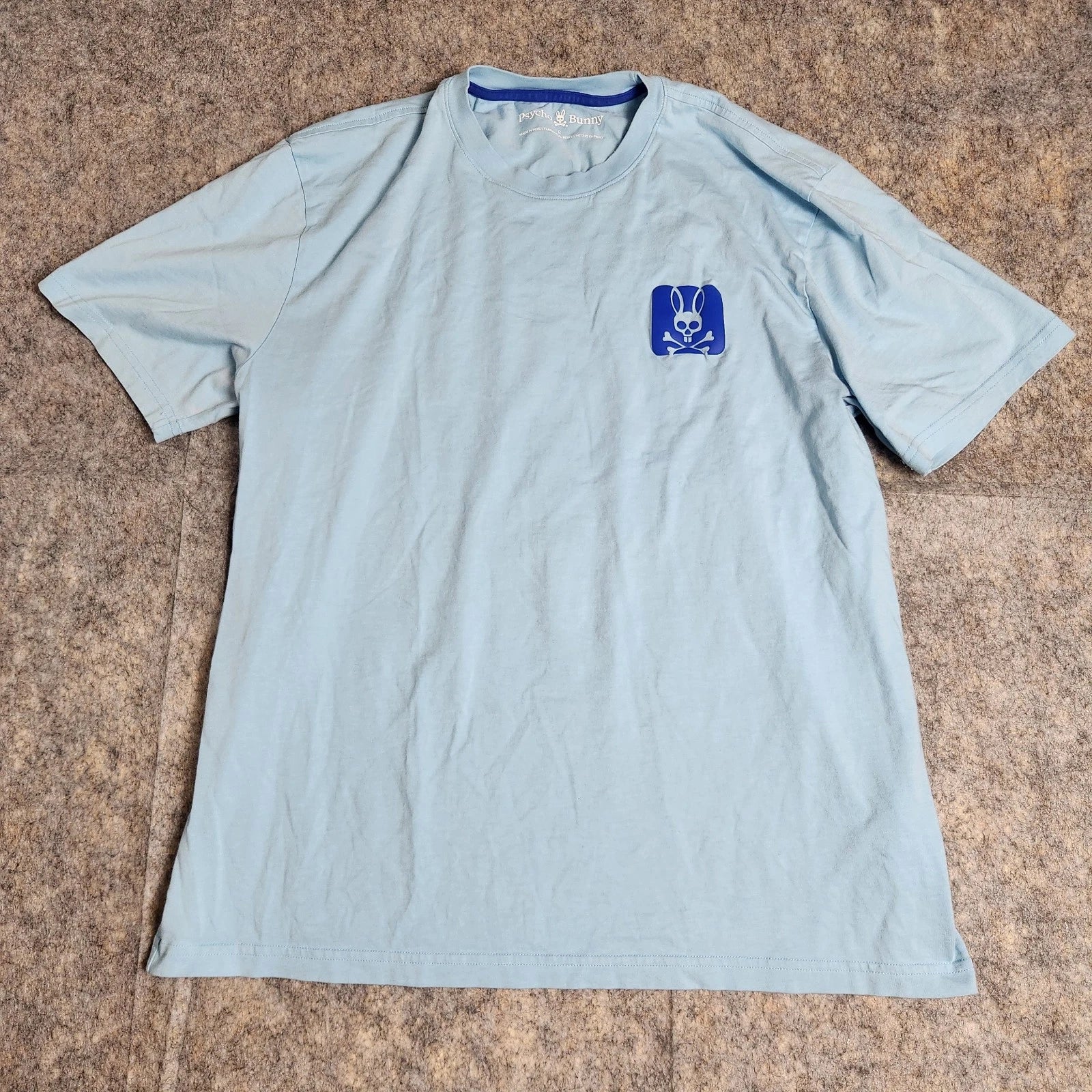 Psycho Bunny Shirt Men L 8 Blue Crew Neck Tee Big Logo Pima Cotton Slim Fit