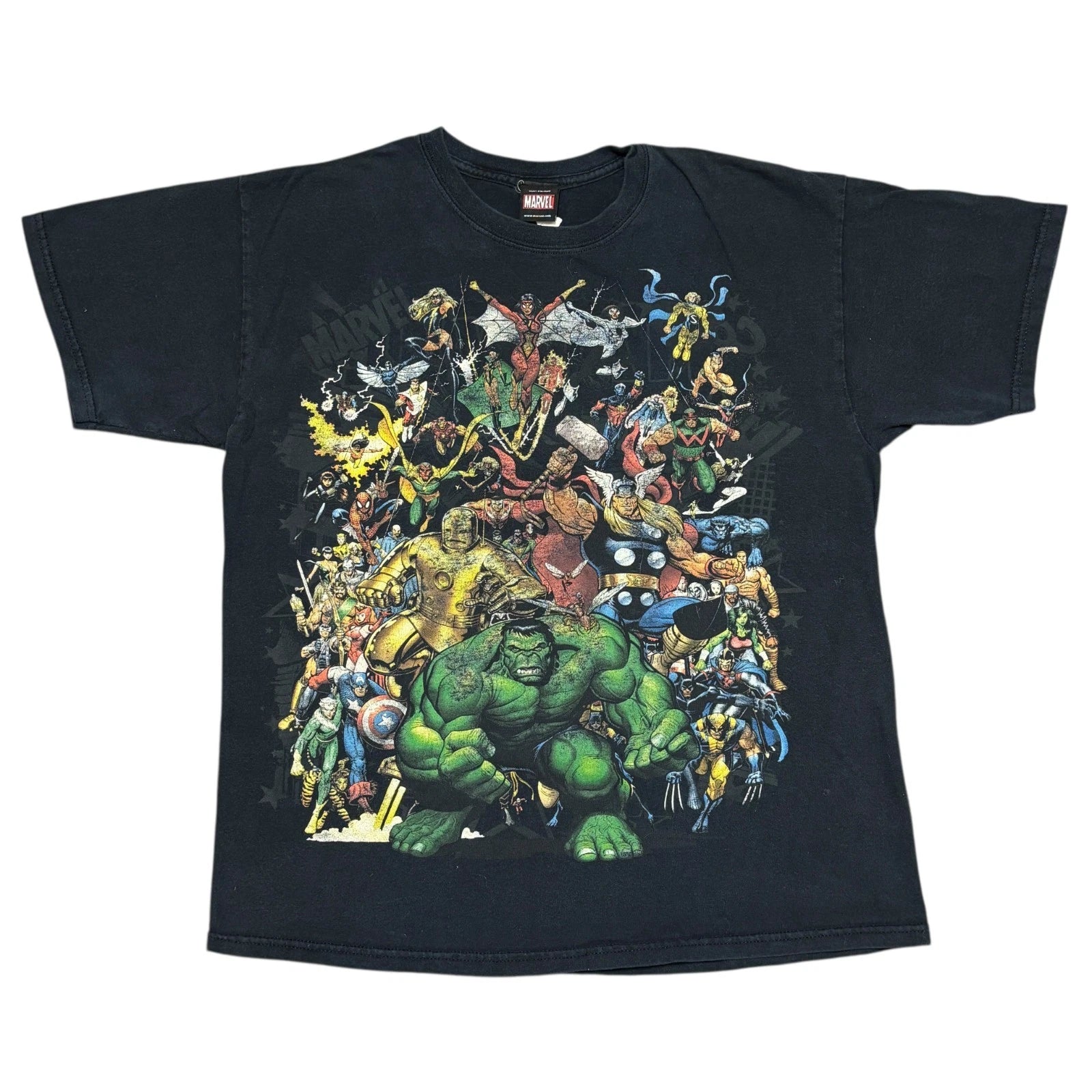 Vintage Marvel Shirt Large Y2K Movie Promo Comics Hulk Spider Man Wolverine Thor