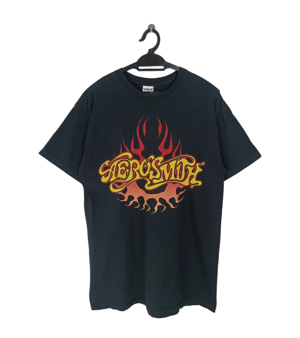 Vintage Aerosmith Flaming Logo Retro Style Black Unisex Tshirt Reprint KH11501