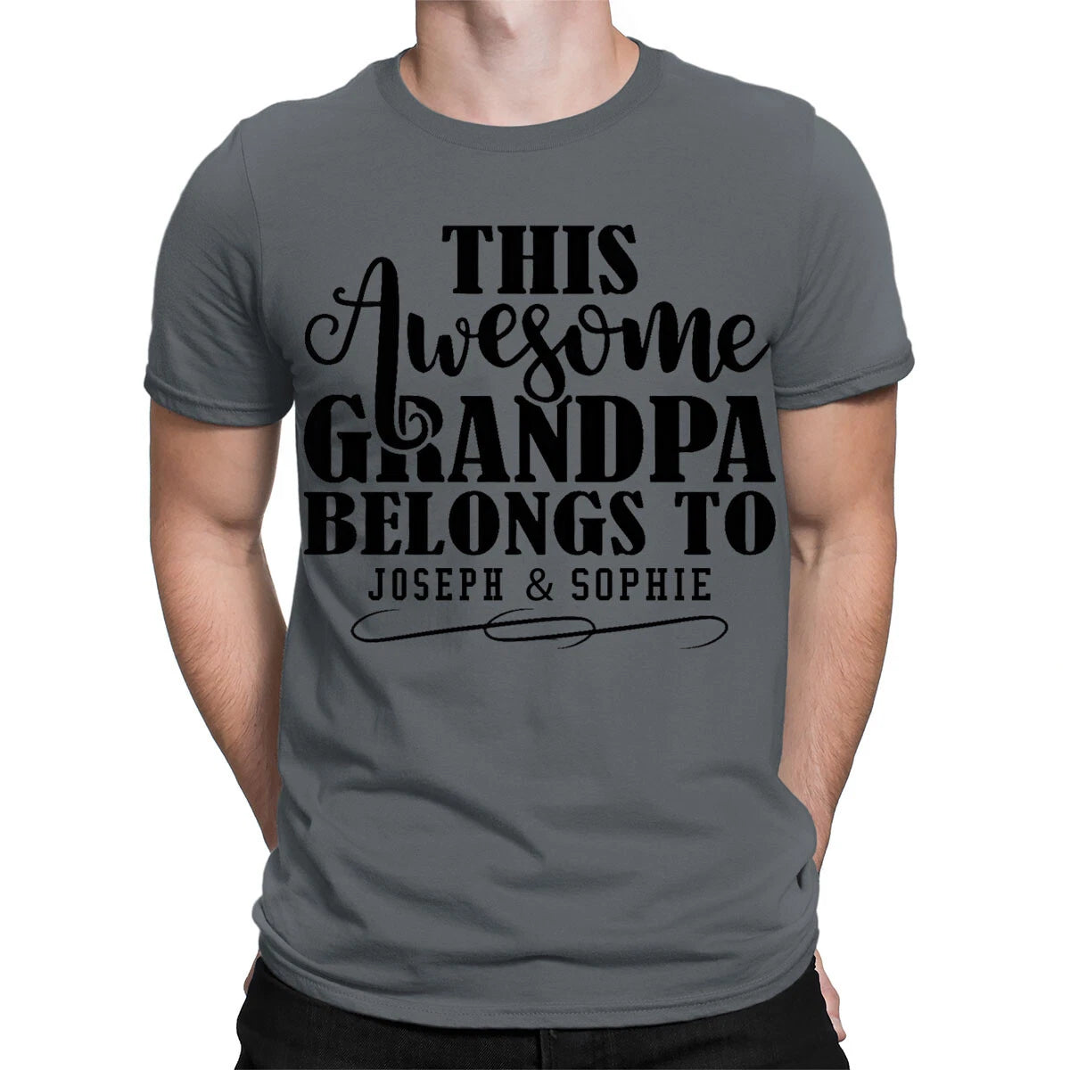 Personalised Any Names This Awesome Grandad Belongs To Custom Mens T-Shirt#TA-06