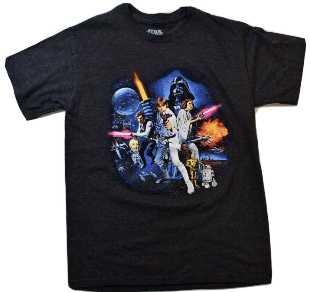 Star Wars Mens Movie Poster Graphic Charcoal Heather Shirt New Small