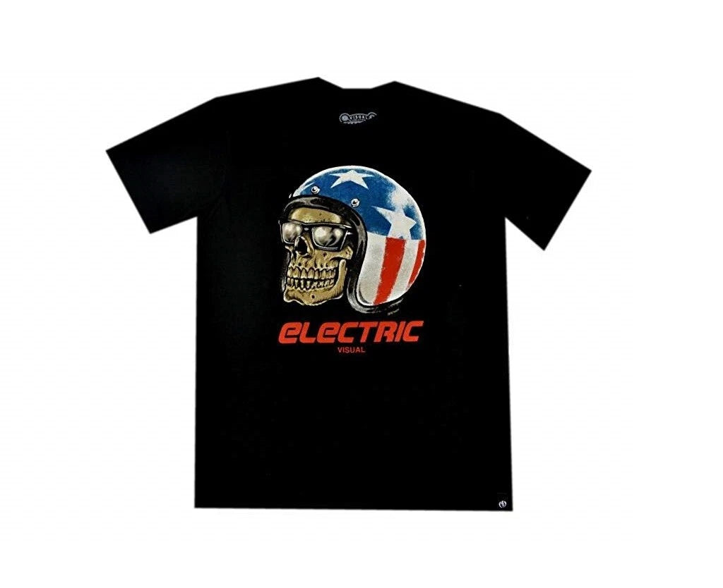 Electric HELMET Black Multicolor Custom Graphic Print S/S Regular Men's T-Shirt
